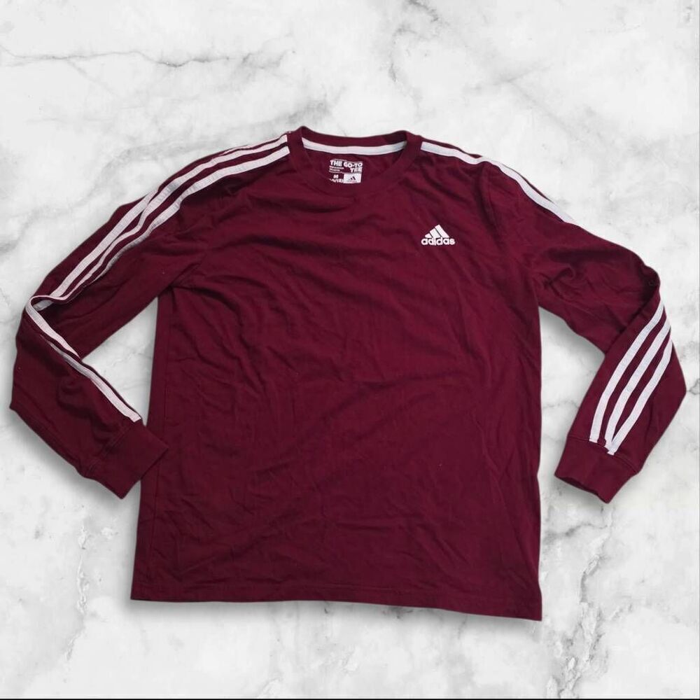 Adidas The Go To Tee Maroon Long Sleeve Girls Size Medium